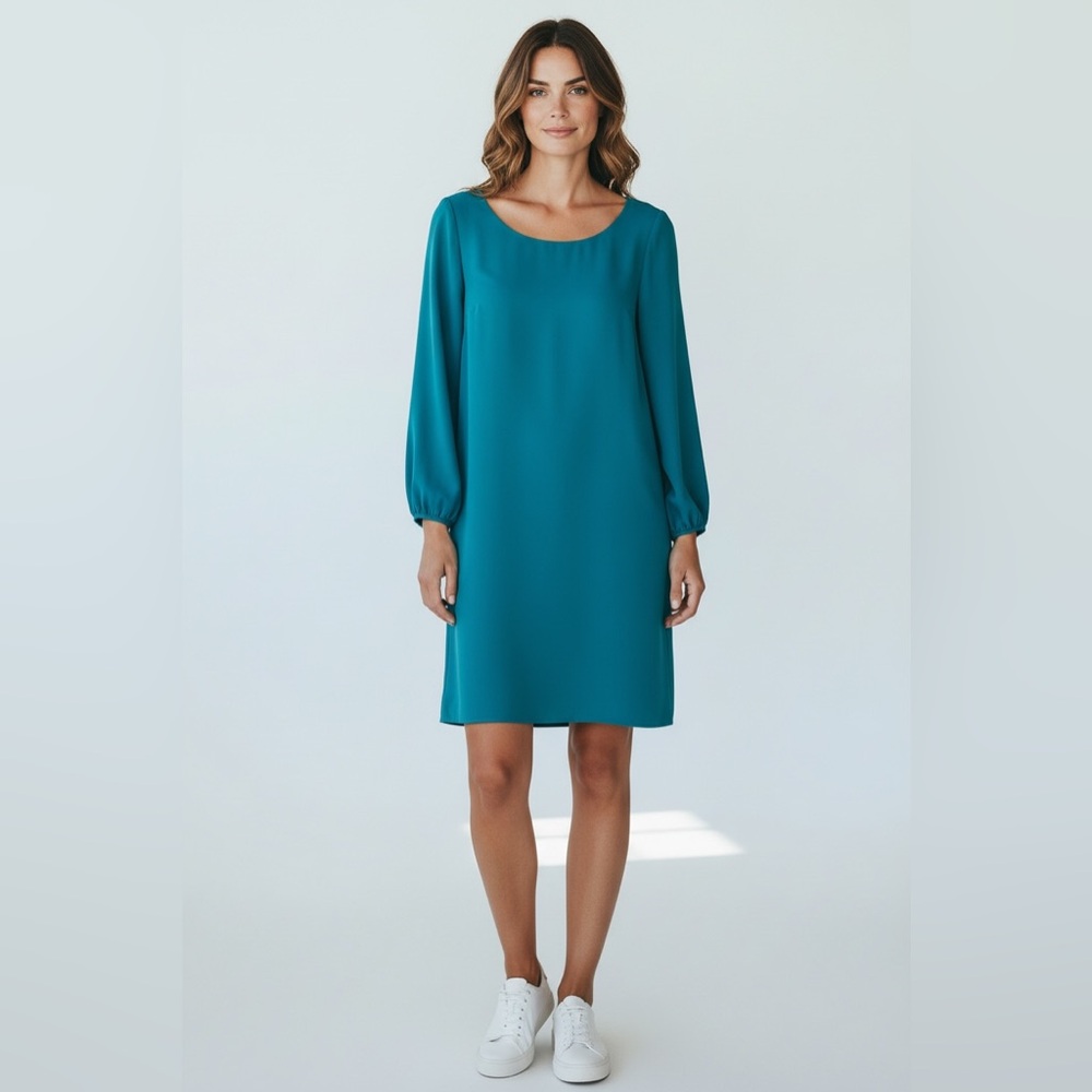 Badgley Mischka Green Shift Long Sleeve Tunic Dress 0